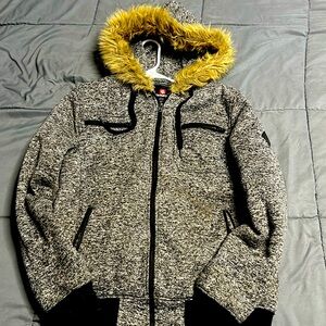 MEN'S HEAVYWEIGHT MARLED PADDED FLEECE LINED HOODIE JACKET W/FUR South Pole